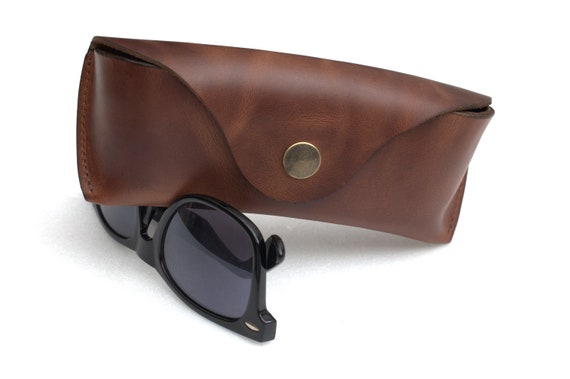 Waxed Leather Sunglasses Case cognac brown