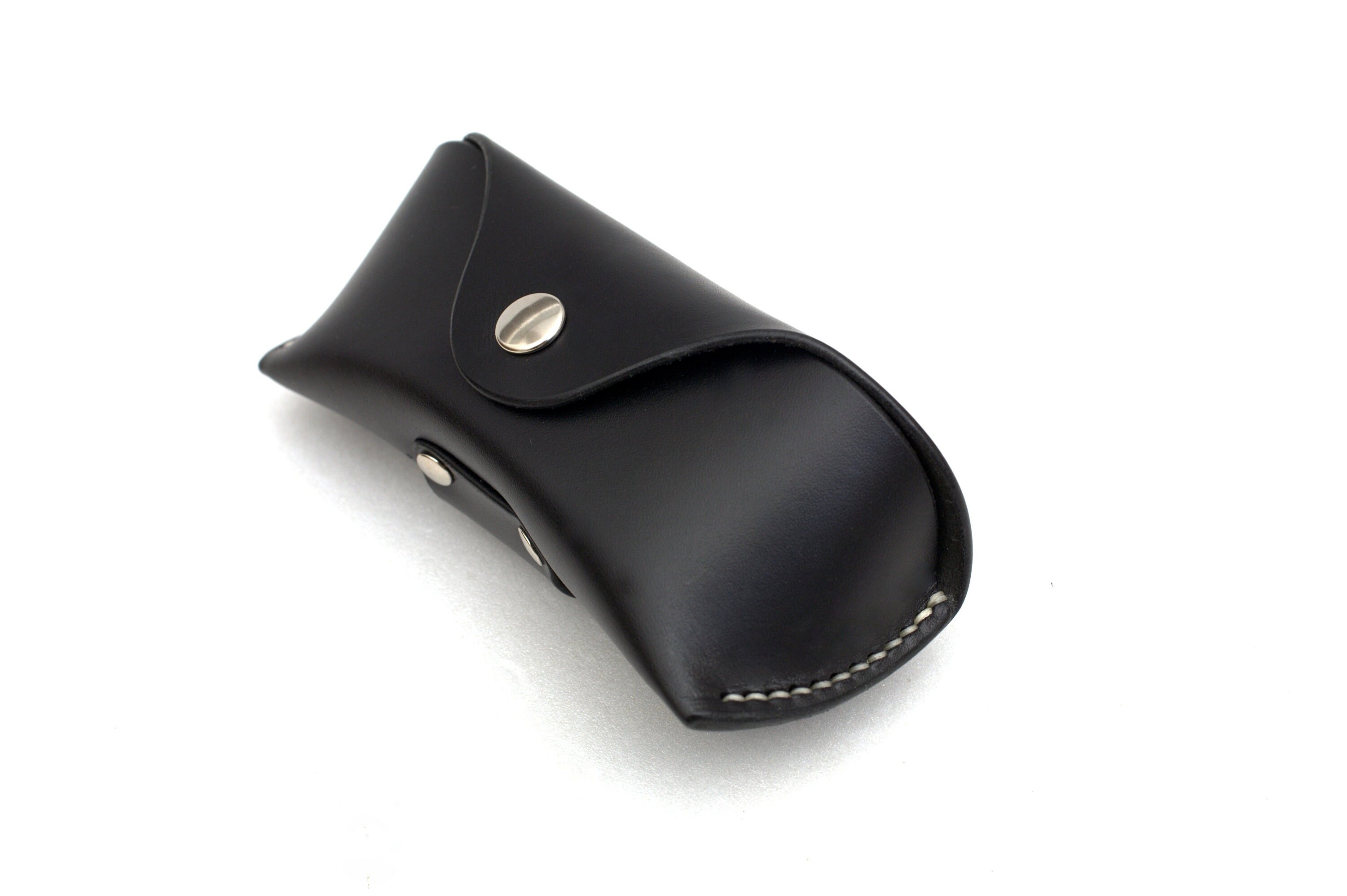 Leather Glasses case Black with AirTag holder, personalized eyeglass
