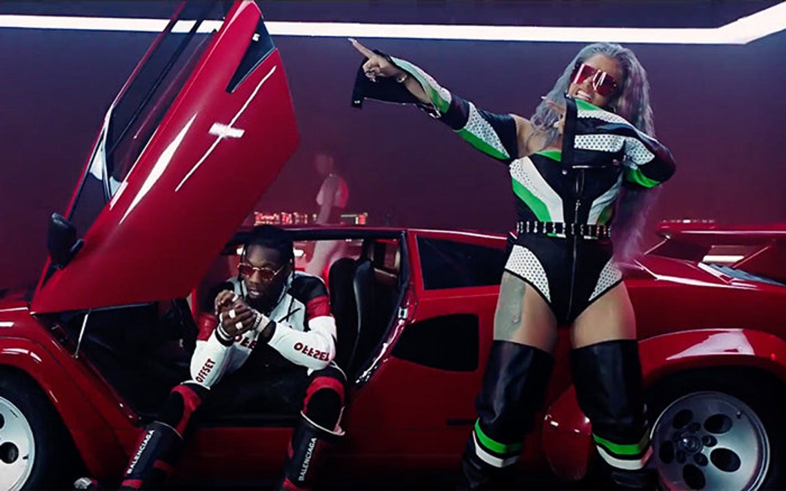 Cardi B's Blue Hair and Migos' Matching Blue Outfits in "Motorsport" Music Video - wide 8