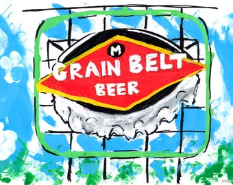 print | grain belt beer sign print