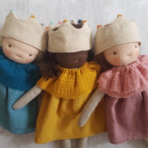 Waldorf princess doll, Waldorf doll from natural fabrics, Linen doll waldorf style, Waldorf style princess doll, image 2