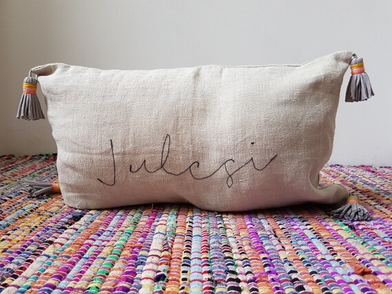 Personalized Name Pillow From Hemp Hemp Pillow Case Etsy