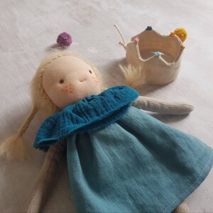 Waldorf princess doll, Waldorf doll from natural fabrics, Linen doll waldorf style, Waldorf style princess doll, image 3