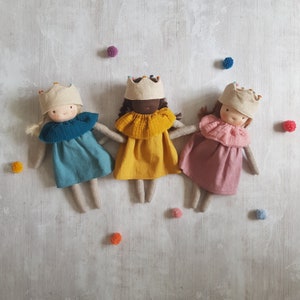 Waldorf princess doll, Waldorf doll from natural fabrics, Linen doll waldorf style, Waldorf style princess doll, image 1