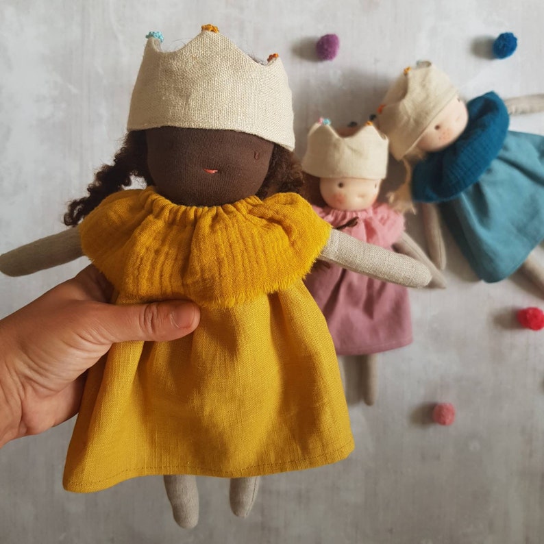 Waldorf princess doll, Waldorf doll from natural fabrics, Linen doll waldorf style, Waldorf style princess doll, image 8