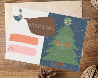 Christmas Gift Card Digital Download, Printable Christmas Gift Card, Last Minute Christmas Gift Card, Illustrated Christmas Gift Card