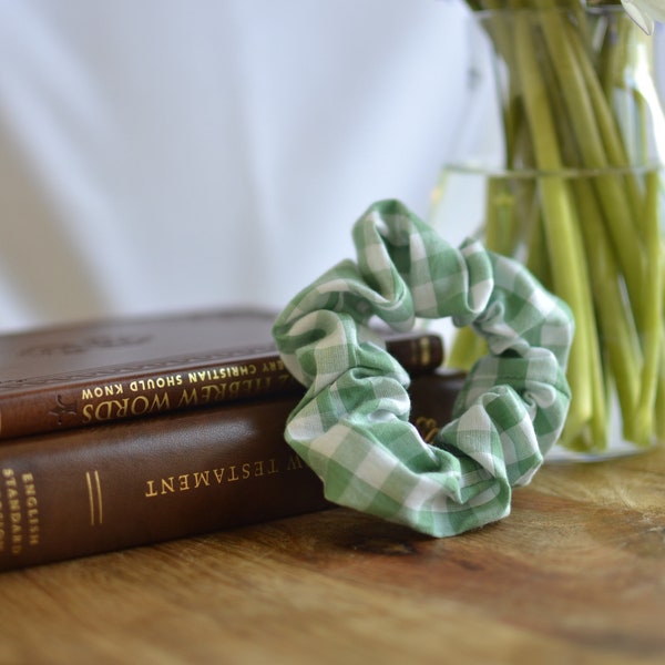 Green Gingham Scrunchie - Spring Scrunchie Collection - Hair Accessories - Hand Made