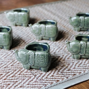 6er Set Serviettenringe Serviettenhalter Serviettenring Elefant Serviettenring Halter Serviettenring Vintage Serviettenring für Hochzeit Celadon Jade Grün
