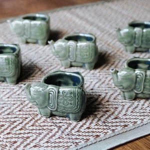 Set of 6 Napkin Rings Napkin Holder Napkin Ring Elephant Napkin Ring Holder Napkin Ring Vintage Napkin Ring for Wedding Celadon Jade Green