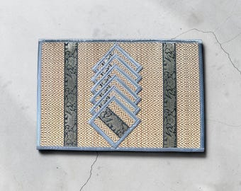 Set of 6 Reed Placemats with 6 Coasters Grey, Natural Coaster, Elephant Placemat, Elephant Coaster, Natural Woven Tableware