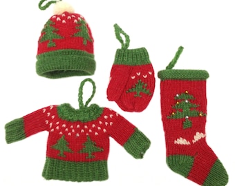 Enfeites de árvore de natal Decoração de natal Suéter de natal Luva de natal Meias de natal Chapéu de natal Enfeite pendurado Enfeite de natal