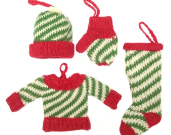 Enfeites de árvore de natal Decoração de natal Suéter de natal Luva de natal Meia de natal Chapéu de natal Enfeites pendurados Enfeite de natal