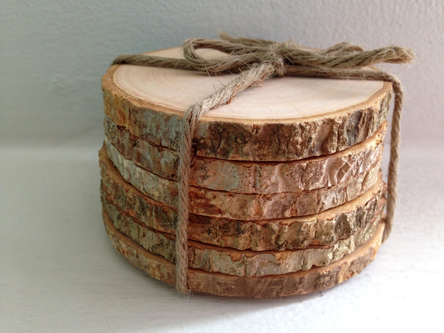Round Wood Coasters Rustic Wooden Coasters Wood Slice Coasters Etsy