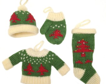 Enfeites de árvore de Natal Decorações de Natal Suéter de malha de Natal Luva Chapéu de Natal Enfeites pendurados Enfeites de Natal Decoração de Natal