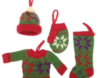 Enfeites de árvore de natal Decoração de natal Suéter de natal Luva de natal Meia de natal Chapéu de natal Enfeites pendurados Enfeite de natal