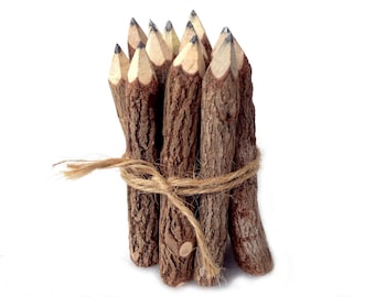Wood Pencils Rustic Twig Pencils Set Graphite Pencils Rustic Pencils Gift Set Tree Branch Pencils Wedding Pencils Woodland Baby Shower