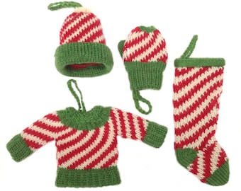 Enfeites de árvore de natal Decoração de natal Suéter de natal Luva de natal Meia de natal Chapéu de natal Enfeites pendurados Enfeite de natal