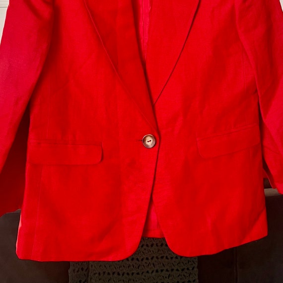 Vintage Harvé Benard Red Linen Women’s Blazer Pet… - image 3