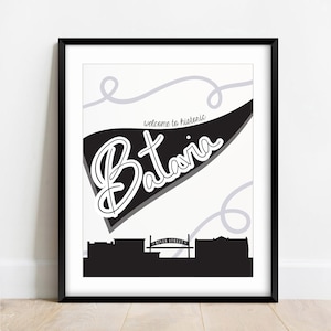 Hand Drawn Welcome to Batavia Illinois Pennant Flag Wall Art | DIGITAL DOWNLOAD Wall Art Various Sizes