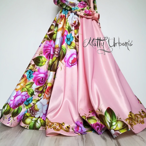 Pink Wedding skirt / Romantic Bridal skirt / Sweetheart skirt / Folk and floral long skirt / Prom skirt / princess skirt