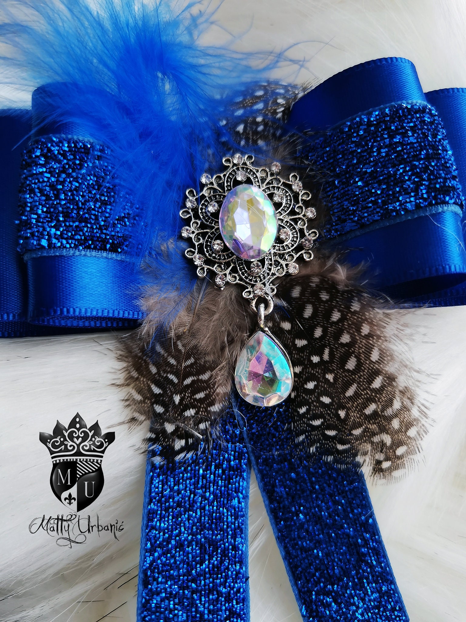 Handmade Brooch With Ribbon and Pin/ Bow Tie Brooch With Feathers ...