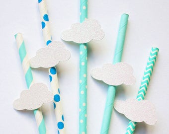 Cloud Party Straws - Cloud Party Decorations - Boy's Birthday Party - April Showers Baby Shower - You Are My Sunshine Party - April Showers