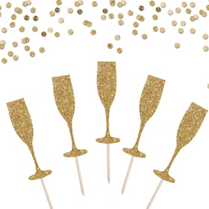 Champagner Flöte Cupcake Topper - Champagner Kuchen Topper - Silvester Kuchen Topper - Silvester Party Dekor - NYE Dekor