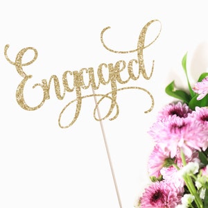 Engaged Cake Topper - Engagement Party Decor - Engagement Cake Topper - Bride to Be - We're Engaged - Glitter Cake Topper