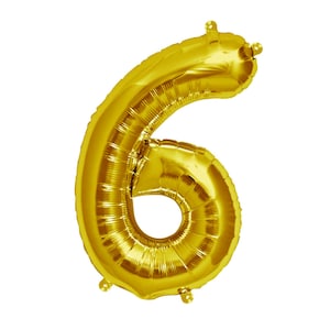 34” Giant Number 6 Balloon - Giant Gold or Silver Balloon - Party Decor - Six Balloon - Mylar/Foil Balloon - 6th Birthday - 60th Birthday