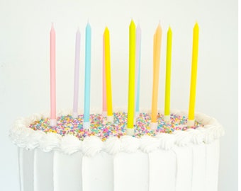 Rainbow Pastel Ombre Candles - Set of 12 - Birthday Candles - Birthday Decor - Wax Birthday Candles - Rainbow Theme - Unicorn Theme