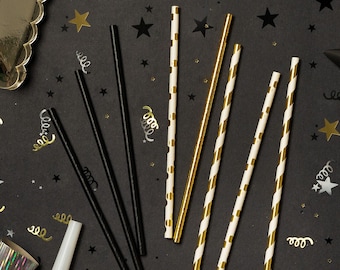 Black and Gold Party Straws - Paper Straws - Event Decor - Party Supplies -  Gold Foil Straws Birthday Decor - Birthday Party Straws
