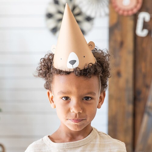Adventure Bear Party Hats Set of 8 