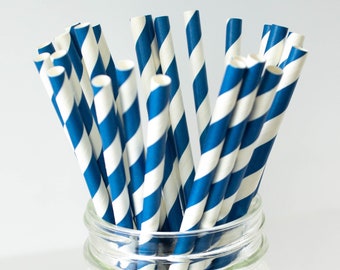 Pailles de marine et de bande blanche - pailles de partie de papier - décor de partie d'anniversaire - décor blanc et de thème de marine - pailles de papier de mariage - thème d'ancre