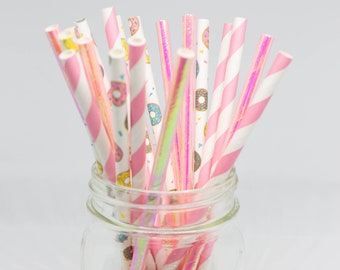 Donut rietjes-papier partij rietjes-cake pop sticks-twee zoete verjaardag-verjaardag rietjes-donut opgroeien thema-donut thema verjaardag