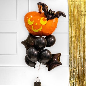Kürbis und Fledermaus Ballon - 31&quot; breit - Halloween Ballon - Halloween-Dekor - Halloween-Party - Kürbis Ballon - Jack-O-Laterne Ballon -