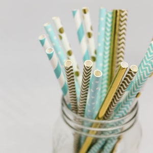 Blauw, wit en goud rietjes-Boy&#39;s baby douche decor-Boy&#39;s verjaardag decor-Little Man thema-Smash taart decor-cake Pops-tafelgerei