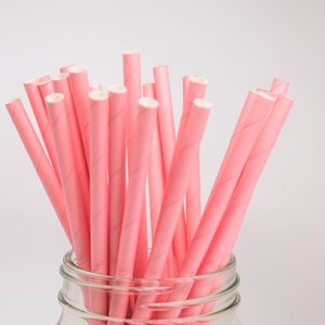 Full Pink Paper Party Straws - Pink Party Decor - Girl&#39;s Birthday - Girl&#39;s Baby Shower - Bachelorette Decor -Bridal Shower Straws -Cake Pops