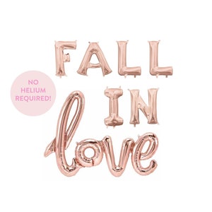 Fall in Love Balloon Banner - Bridal Shower -  Fall Wedding Decor - Engagement - Bachelorette Decor - Bridal Photo Prop - Foil Balloon