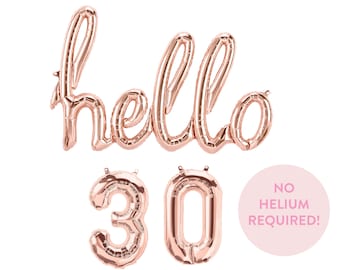 Hello 30 Balloon Banner - Birthday Banner - Birthday Decor - Birthday Photo Wall Prop - 20th, 30th, 40th, 50th, 60th Birthday