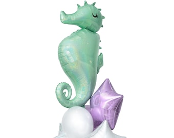 Seahorse Balloon Bundle - Mermaid Party Decor - First Birthday Decor - Under the Sea Theme Party - Birthday Balloon