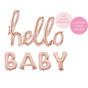 Hello Baby Balloon Banner - Baby Shower Decor - Baby Announcement - Smash Cake Photo Prop - Welcome Baby - Hello World Decor - Oh Baby Sign