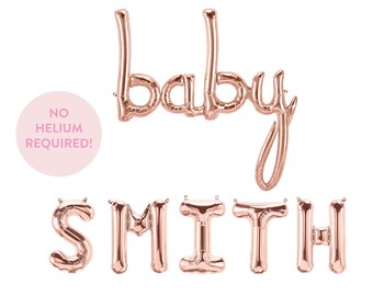 Custom Baby Balloon Banner - Custom Last Name - Baby Shower Decor - Baby Announcement - Letter Balloons - Gender Reveal Decor - Sip & See