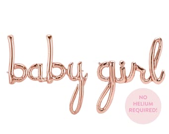 Baby Girl Script Balloon - Baby Shower Decor - Baby Announcement - Smash Cake Photo Prop - Letter Balloon - Gender Reveal Decor - Sip & See