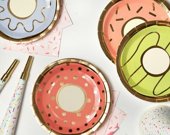 Donut Folienteller - 12er Set - Donut Grow Up Theme Party - Donut Papierteller - Süße Tischdekoration - Geburtstagsgeschirr