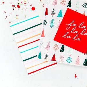 Gestreept kerstdiner servet - 24 pack - Holiday Party Decor - Kerstservies - Pink Christmas Decor - Bright Christmas Servies