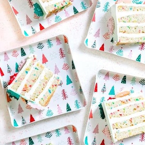 Borden voor kerstboomdiners: kleurrijk vakantietafereel (set van 8)