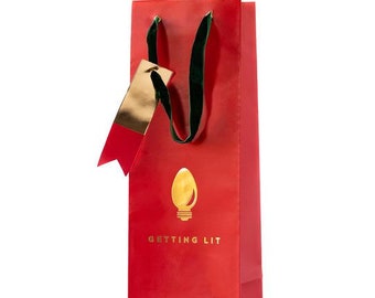 Getting Lit Wine Gift Bag  - Christmas Gift Bag - Funny Christmas Wrapping - Get Lit Wine Bag - Christmas Theme Gift Bag