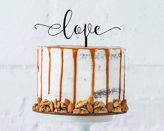 Love Acrylic Cake Topper - Wedding Cake Topper - Engagement Party Decor - Bridal Shower - Bachelorette Party - Gold, Rose Gold, and Silver