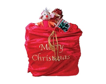 Santa Sack - 30x36" - Red Velvet Sack - Christmas Decorations - Christmas Gift Wrapping - Traditional Present Sack - Gifts from Santa