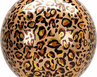 Leopard / Cheetah Print Orb Balloon - 16" Mylar Safari Party Decor, Jungle Theme